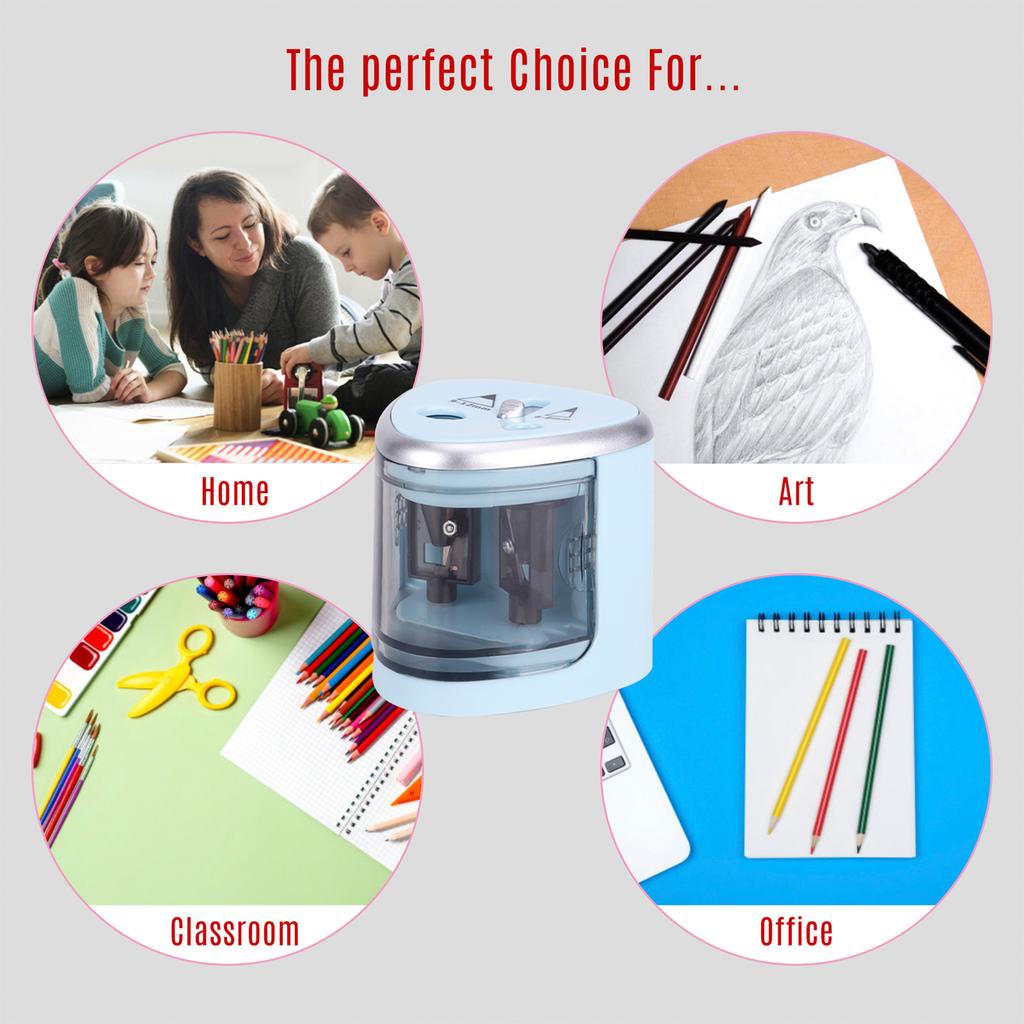 Multi Functional Automatic Electric Pencil Sharpener Battery Operated with 2 Holes(6 8mm   9 12mm) for Home School