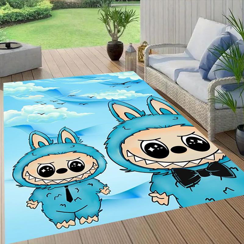 Rabbit Friends Style Crystal Velvet Rug, Soft Anti‑Slip Crystal Velvet Carpet for Living Room Bedroom Home Decor