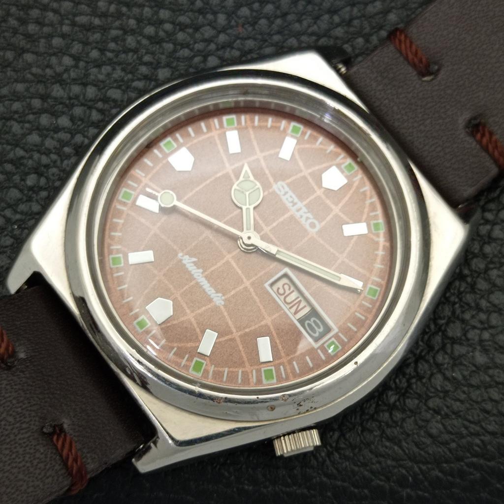 SEIKO AUTOMATIC JAPAN MENS 7009A VINTAGE BROWN COLOR DIAL WATCH a701223-5 R206a-a701223