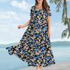 Women's Casual Loose Bohemian Floral Print Short Sleeve Dress