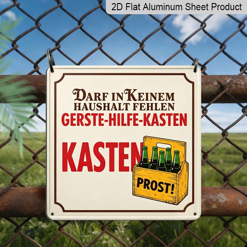 

2D Flat, 1pc Vintage German Beer Decorative Sign- Vintage German Bar Wall Art with Beer Bottle Design- Durable Aluminum Metal Sign, Suitable Home 20*20cm