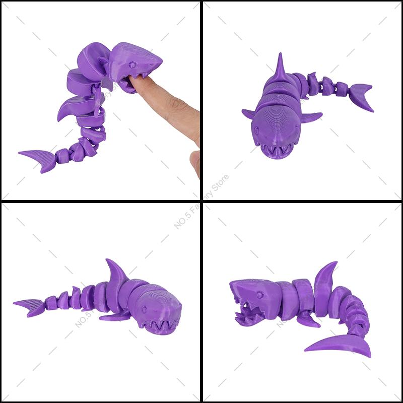 3D Printed Shark Action Figures Multi-Jointed Movable Animal Craft Figurine Home Ornament Christmas Gift For Child Toy