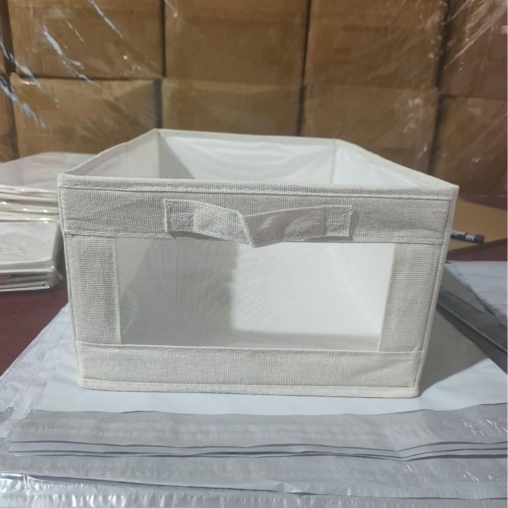 Cross-Border Cotton Linen Storage Organizer with Visible Window
