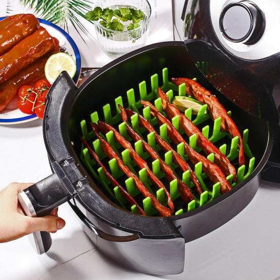 

Yousheng Silicone Air Fryer Liner with Divider Square Reusable Inserts Food-Grade Air Fryer Stand for BBQ Hot Dog Making рожевий