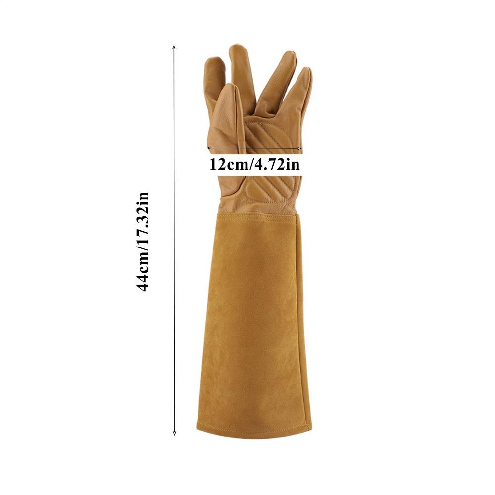

1 Pair Leather Gardening Gloves Puncture Proof Long Gauntlets Leather Work Gloves Yard Work Brown-M