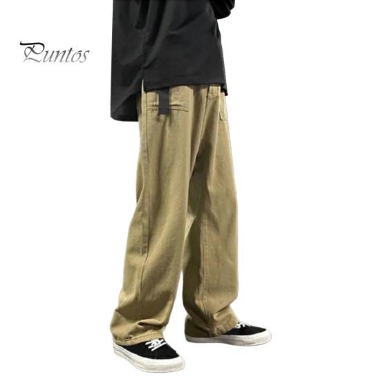 

Мужские брюки-карго свободного кроя, однотонные, винтажный японский стиль, уличный стиль, широкие прямые карманы, уличные брюки для путешествий на открытом воздухе M хаки