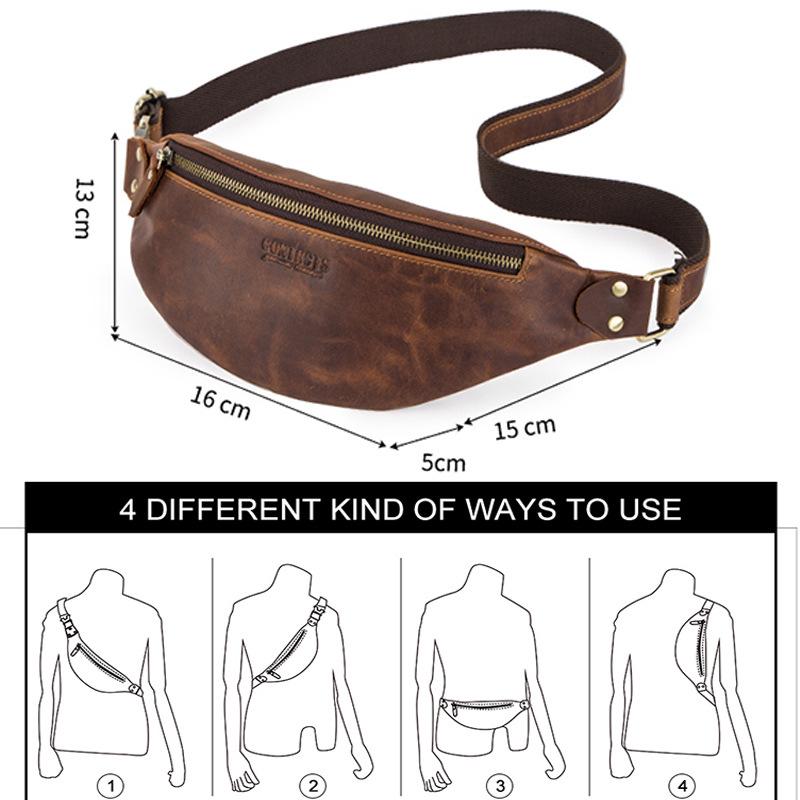 Černý Anděl Pánská Retro Ledvinka z Pravé Kůže - Evropský & Americký Trend
