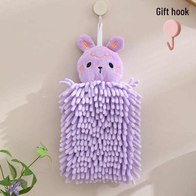 Chenille Cartoon Hand Towel - Absorbent, Thickened Kitchen & Bathroom Dishcloth for Kids 30x20 cm фиолетовый