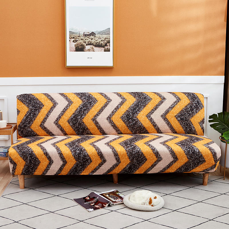 Universal Thickened Elastic Printed Brushed Sofa Bed Cover Without Armrests All-inclusive Fabric Sofa Cover