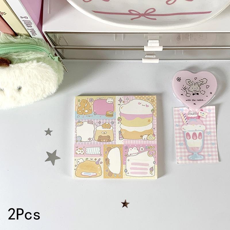 

2Pcs Cute Kawaii Puppy Non Stick Sticky Notebook Simple Cartoon Notepad Stationery Index Tab Check List To Do Planner Stationery
