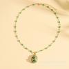 Smaragdkette Damen Retro Hofstil Edles Temperament Geometrischer Anhänger Accessoires