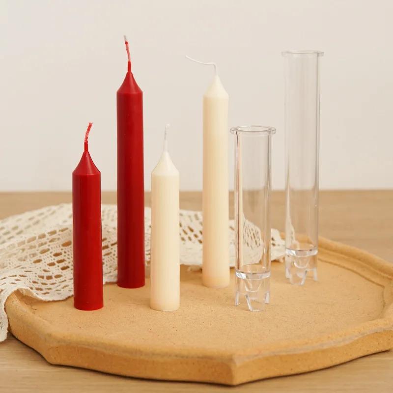 2.2cm Diameter Pointed Cylindrical Long Rod Candle Mold Acrylic Plastic Mould Handmade Candles Making Tool Durable PC Material