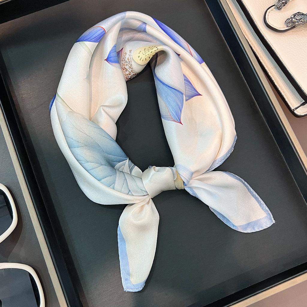 100% Natural Real Silk Scarf Neck Kerchief Foulard Female Bandana Scarves for Women Hijab Tie Shawl Wraps Square Neckerchief