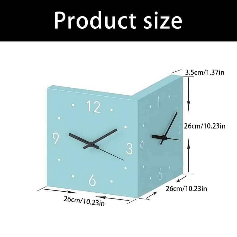 Double Sided Corner Wall Clock,Decorative Wall Clocks with Light for Living Room Decors Wall Mounted Angles Clocks Gift