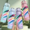 1PC Multicolor Bird Feather Set 750ml Color Plastic Sports Water Bottle Leakproof Flip Straw Lid Suitable for Sports Office Home Use
