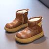 Kids Leather Snow Boots Girls' Fur Shoes Boy Child Ankle Zip Boot  Winter Warm Children  Big Toes Booties for 26-36
