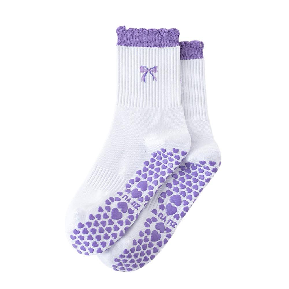 Cotton Yoga Socks Harajuku Street Bowknot Embroidery Socks New Mid Tube Socks