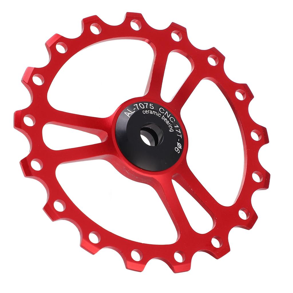 MEIJUN 17T Ceramic Rear Derailleur Guide Wheel Aluminum Alloy Rear Derailleur Pulley Wheel for Road Mountain BikeRed