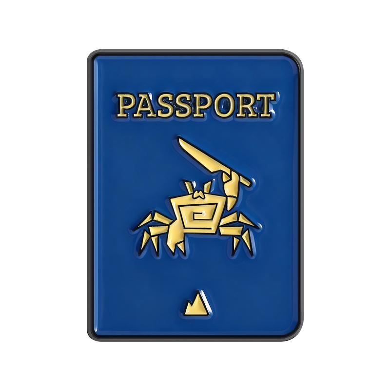 

Crab Passport Enamel Pins Funny Game Brooches Lapel Badges Cartoon Jewelry Gift for Player Friends