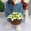 Hanging Baskets with Artificial Flowers Handmade Rattan Basket Plants :12 Scale Dollhouse Furniture