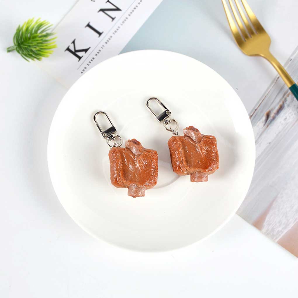 Simulation Spare Ribs Keychain Key Ring Pendant Decoration Charm Durable Bag Party Modern Spoof Props Universal Gifts