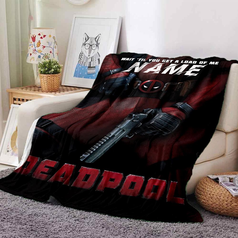 Custom Name Deadpool Movie Poster blanket for Couch & Bed, Plush Cozy Fuzzy Blanket Super Soft & Warm Blankets for Fall and Winter. 090819