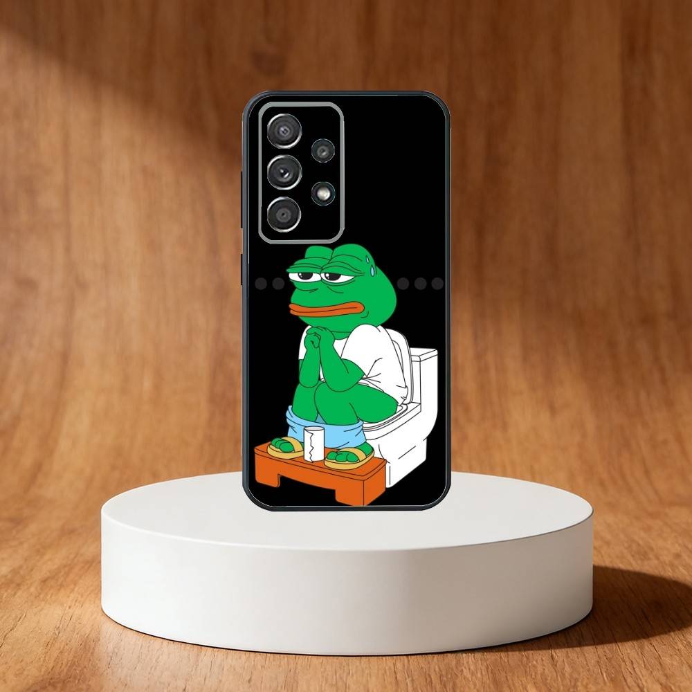 Funny P-Pepe Frog Sad Phone Case For Samsung S25,S24,S21,S22,S23,S30,Ultra,S20,Plus,Fe,Note,10,9,5G Black Cover