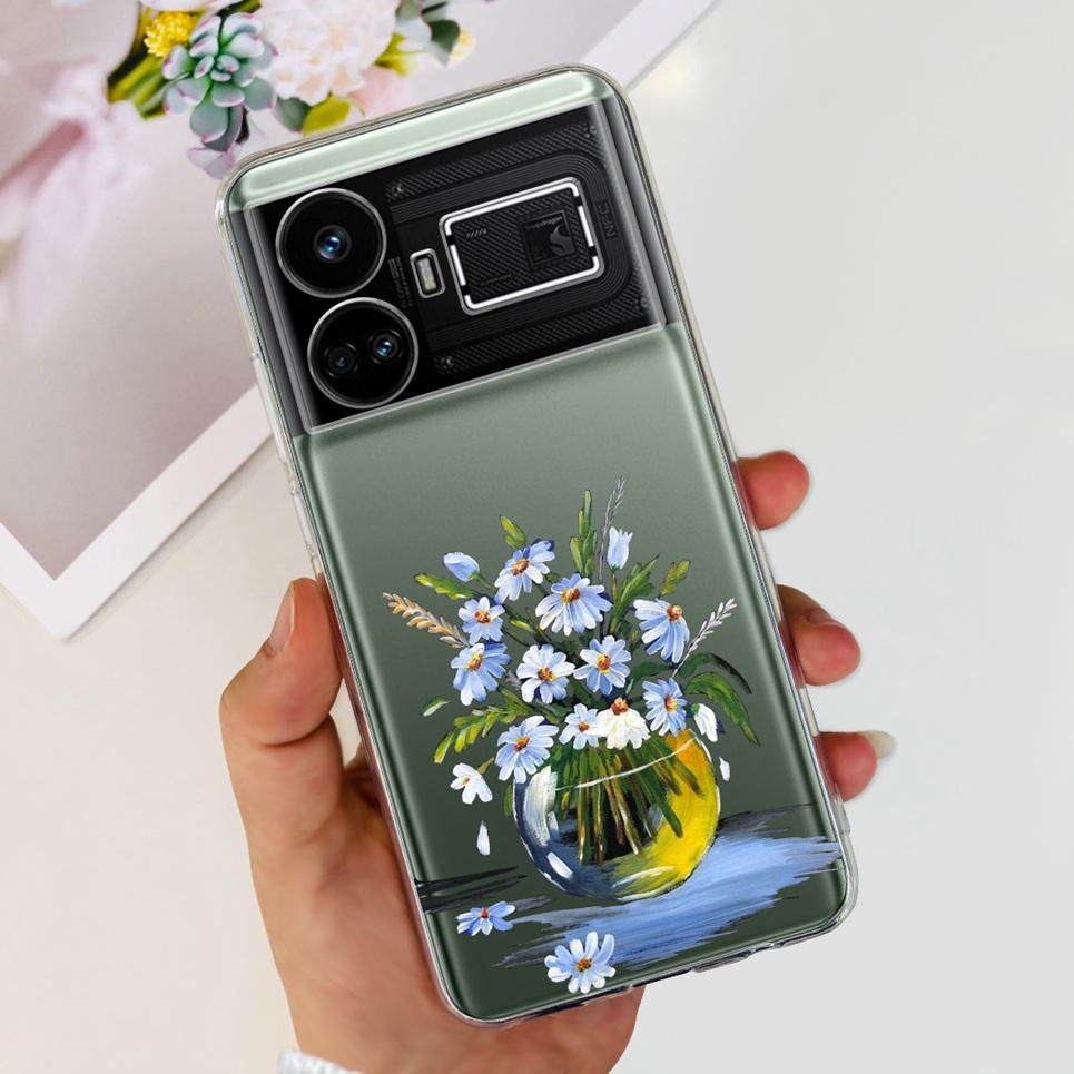 Pro Realme GT5 Pouzdro Průhledné Silikonové Měkký TPU Kryt Pro OPPO Realme GT 5 RealmeGT5 Pouzdra Květinové Mramorové Želé Nárazník Coques