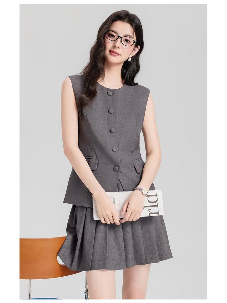 Damen Petites Grau West & Rock Set - Schmal geschnitten, Professionell, Frühling/Sommer Stil