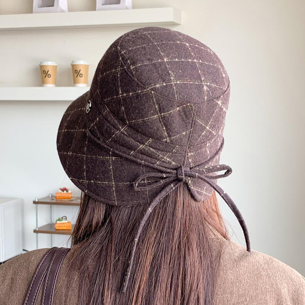 New Retro Rear Split Bucket Hat Women's Autumn and Winter Thick Fashion Versatile Commuter Visor Showing Washbasin Hat