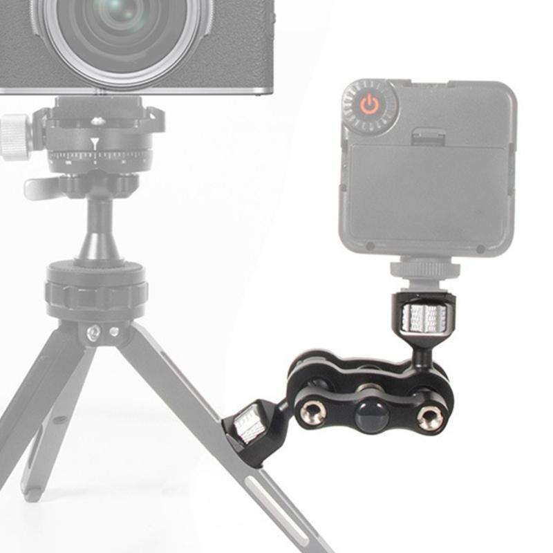 Adjustable Mount Arm with Double Ballheads 1/4in Screw for Cameras Monitors and LED Lights Aluminum Build