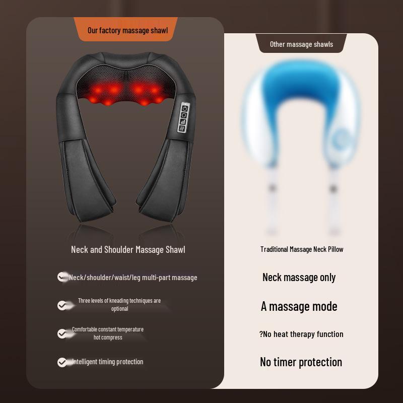 Multi-Functional Cervical Vertebra and Shoulder Massager with Heat Compression