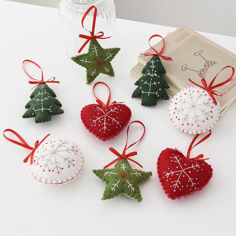 Creative Wool Felt Christmas Ornaments: Five-Pointed Star, Snowflake, Tree Decorative Pendants