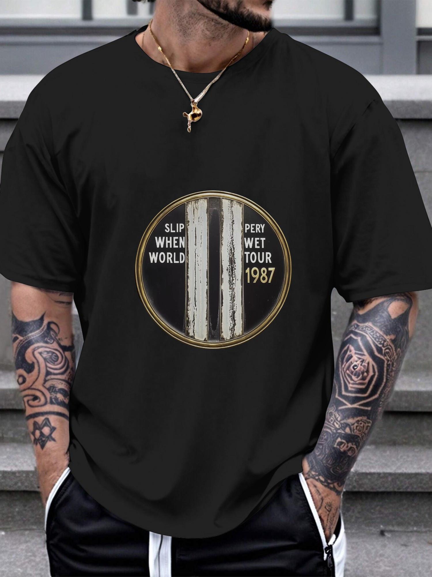 1pc vintage road sign emblem black T-shirt L