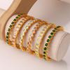 Light Luxury Retro Style Multi-Color Zircon Open Bracelet Stainless Steel Stacked Versatile C-Shaped Bracelet