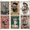 Decor Barber Tin Sign Plaque Metal Plate Vintage Retro Barber Shop Wall Art Posters Iron Painting for Room House Stickers