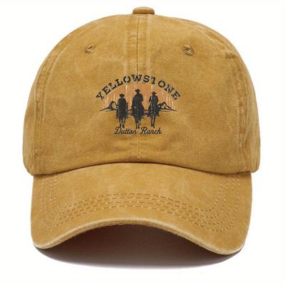 Yellowstone Dutton Farm vintage vintage vintage honkbalpet, lichtgewicht dad hat, Western cowboy silhouet en zonsondergang patroon