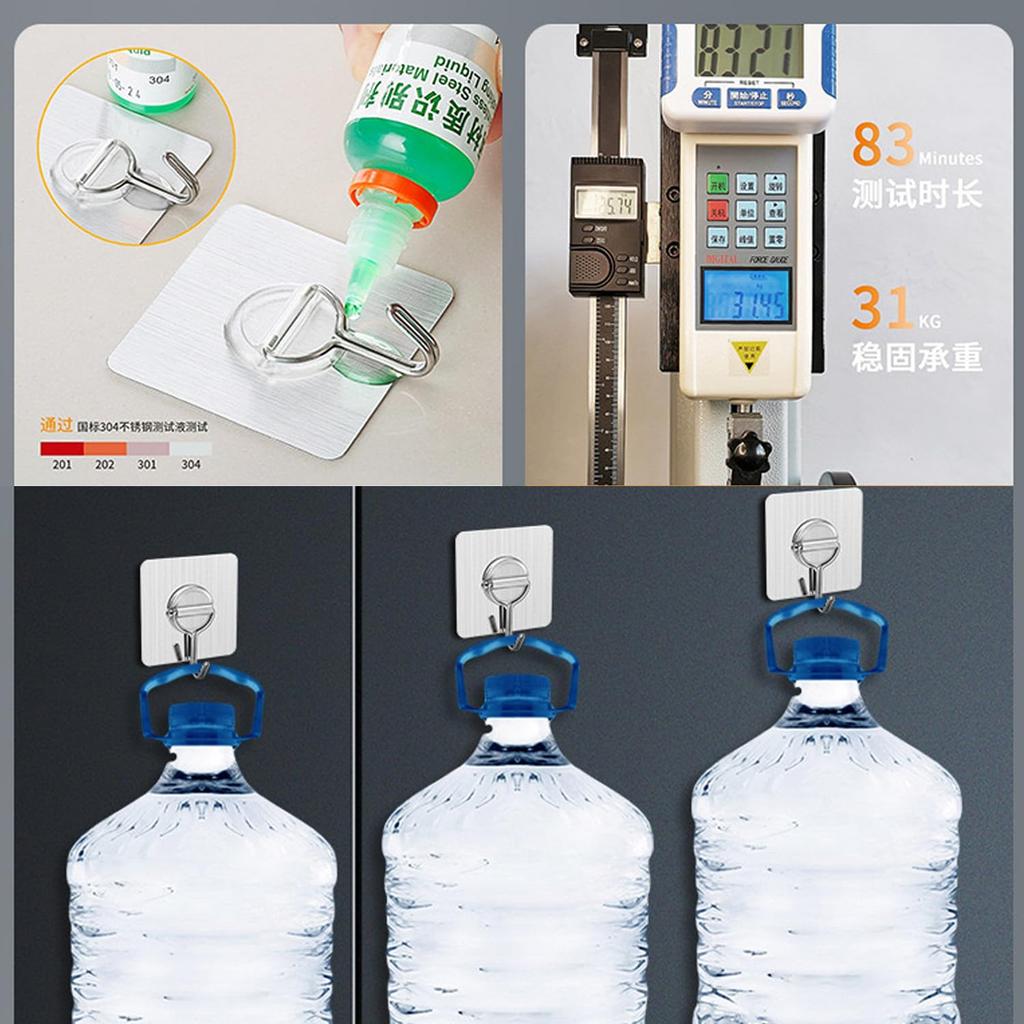 MAGPIE Wall Hook Holds Will Not Damage the Strong Transparent Ceiling Waterproof Wall Hanging Hook with No Paste No Set of 4 Hanging, 30KG, Wall,