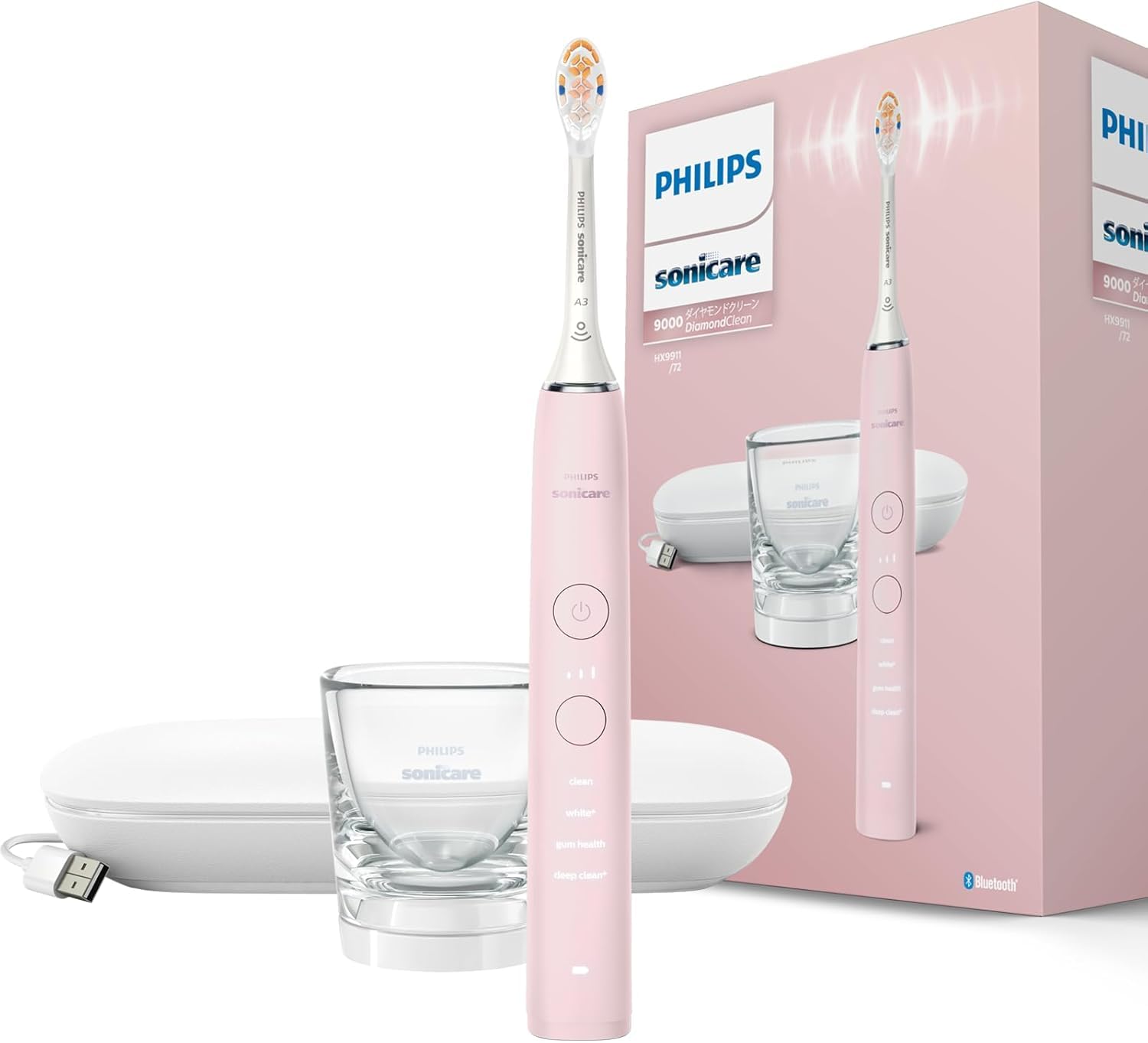 

Электрическая зубная щетка Philips Sonicare DiamondClean 9000, дорожный футляр и зарядное устройство, розовая (со стеклом) HX9911/72, розовый