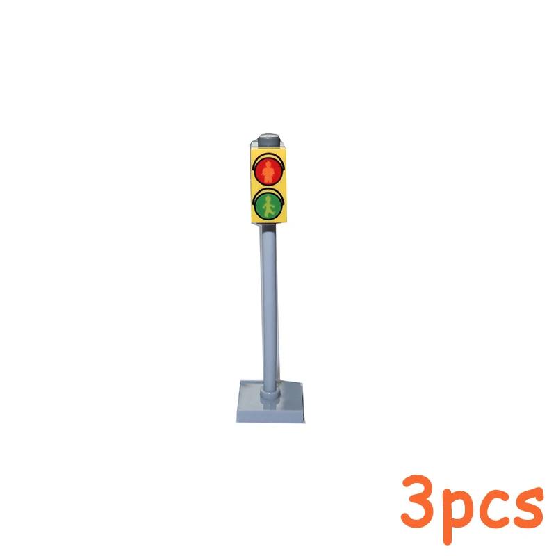 Non-Toxic Moc City Traffic Lights Road Signs Roadblock Signal Light Speed Limit Diy Building Block Scene Construction Minifigs Accessories