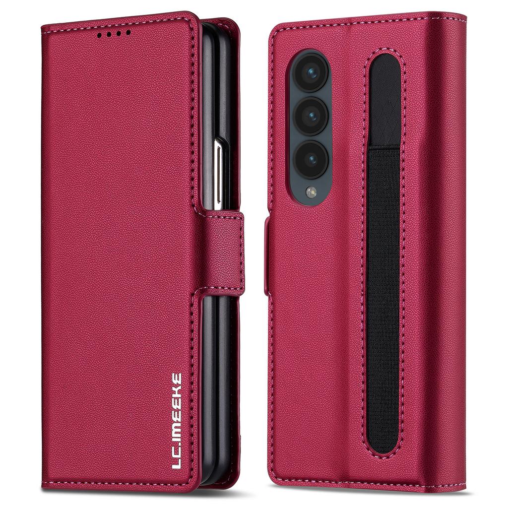 LC.IMEEKE L1 For Samsung Galaxy Z Fold4 5G Stand Case Texture PU Leather Wallet Phone Cover