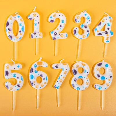 Dog Paw Themed Birthday Candles 0-9 Number Candle Cake Topper Decorations for Kids Dog Lovers Party Supplies Velas Decorativas