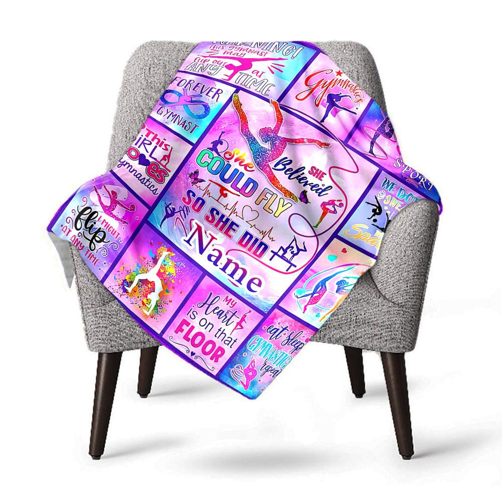 Gymnastics Home Customize Your Name Blankets Comfortable Soft Lightweight Multiseasonal Blanket For Picnics Sofas Offices Beds Living Rooms Perfect