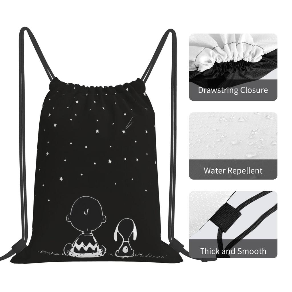 MINIER Snoopy Gym Large Capacity Drawstring Gym Exercise Multifunctional Drawstring 42cm Long x 36cm Wide Sack, Backpack, Lightweight, Waterproof,