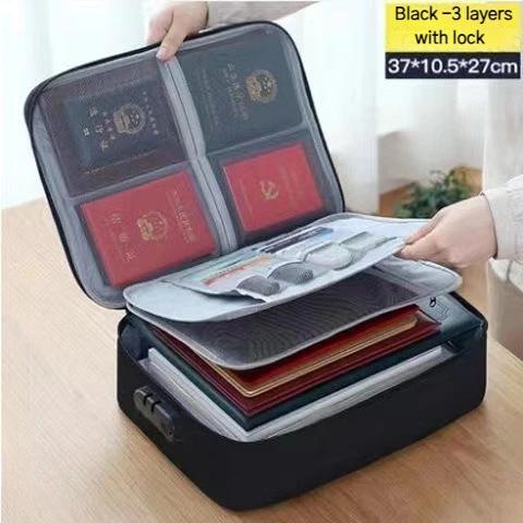 Multifunctional Briefcase Office Waterproof Document Storage Bag Business Trip Bank Card Passport Organizer Travel Accessory