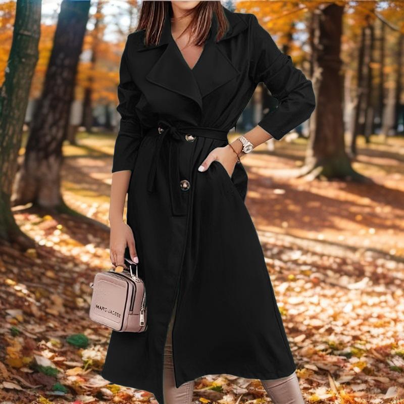 

Удлиненное женское пальто большого размера, ветровка, пальто на шнуровке 2XL