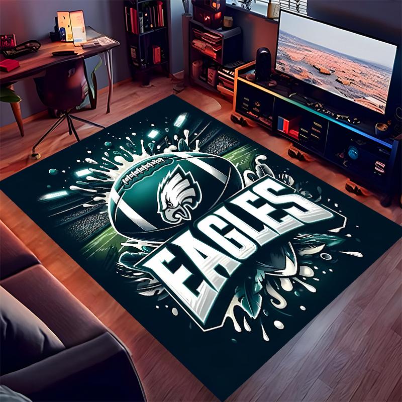 1pc Philadelphia Eagles LOGO Print Area Rug - Soft,Washable Non-Slip Indoor Mat for Office Chairs,Living Room,Home Office Decorative Rug