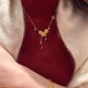 Floral Tassel Necklace for Women, Light Luxury Niche High-End Design Pendant Accessory, Collarbone Chain