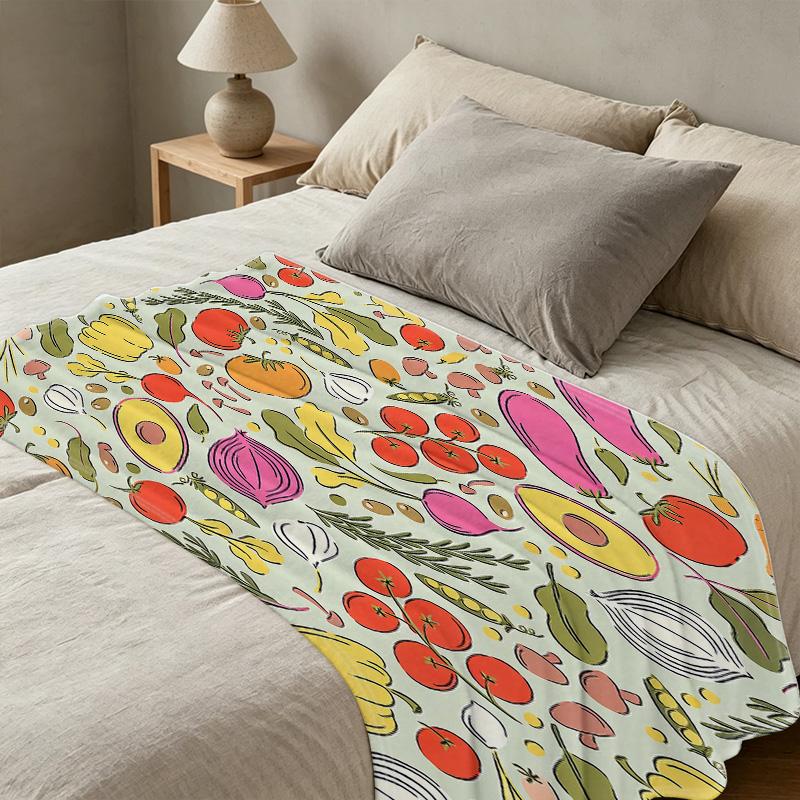 Soft Flannel Fleece Blanket, Vegetable Themed Machine Washable Cozy Warm Throw for Home Sofa, Office Nap, Christmas Halloween Use