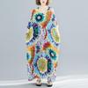 Vintage Floral Satin Maxi Long Dress for Women Plus Size Casual Loose Summer Dresses New In